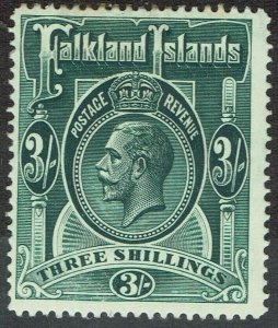 FALKLAND ISLANDS 1912 KGV 3/- WMK MULTI CROWN CA