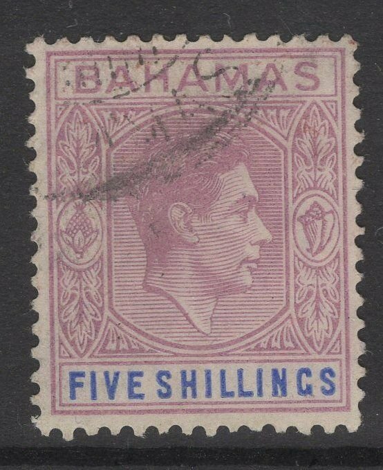 BAHAMAS SG156 1938 5/= LILAC & BLUE FINE USED