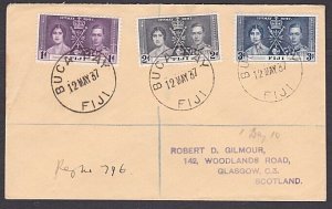 FIJI 1937 Coronation set on registered cover ..BUCA BAY cds................a3708