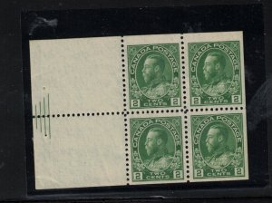 Canada #107bi Very Fine Never Hinged Booklet Pane With Pyramid Guidelines In Tab