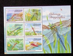 GB - ALDERNEY Sc 367a NH SOUVENIR SHEET OF 2010 - INSECTS - DRAGONFLIES - (AF24)