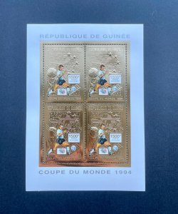 Stamps Gold Mini Sheet Football Worldcup USA 94 Guinea Perf.-