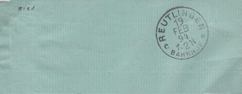 MS1962 1894 Montenegro to Germany/Newswrapper/Reutlingen Railway station CDS