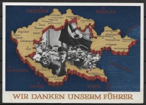 German Empire: 1938 Propaganda Card Sudetenland with Troppau Spec. Cancellations