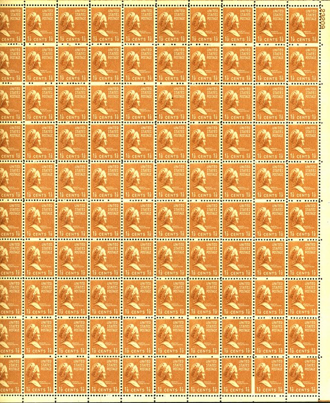 U.S. #805 MINT SHEET OF 100 OG NH