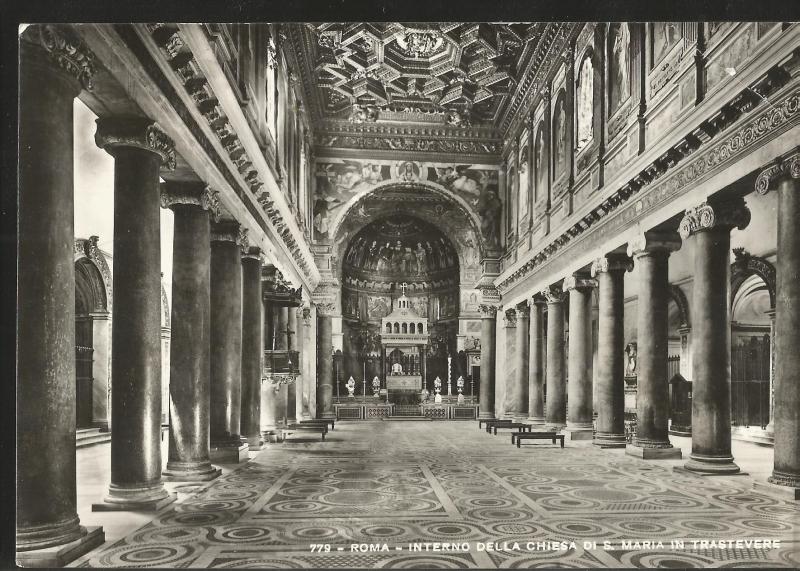 J) 1965 ITALY, POSTCARD, RICHTER-ROMA, INSIDE THE CHURCH OF THE DE. S MARIA IN T