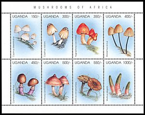 Uganda 1421, MNH, African Mushrooms miniature sheet of 8