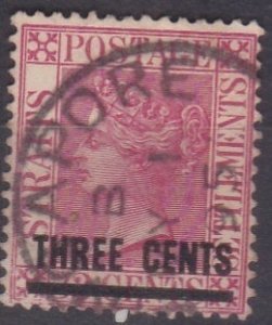 1894 Straits Settlement Queen Victoria - 3 cents (o/p)