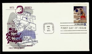 FIRST DAY COVER #1495 Postal People Routing Mail 8c FLEETWOOD U/A FDC 1970s