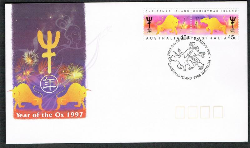 Christmas Is. Chinese New Year 'Year of the Ox' 2v FDC SG#434-435