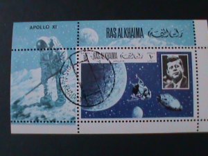 ​RAS ALKHAIMA- APOLLO 10 -FIRST MAN ON MOON- CTO S/S-VERY FINE- FANCY CANCEL