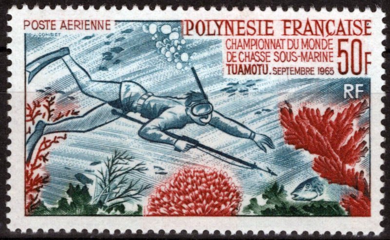 ZAYIX France French Polynesia C37 MLH Air Post Marine Life Diver111922ChaietS10