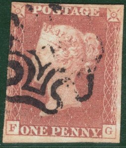 GB QV 1841 PENNY RED Imperf SG.7 1d Ex Black Plate 1b (FG) Used Cat £375 PIRED85 