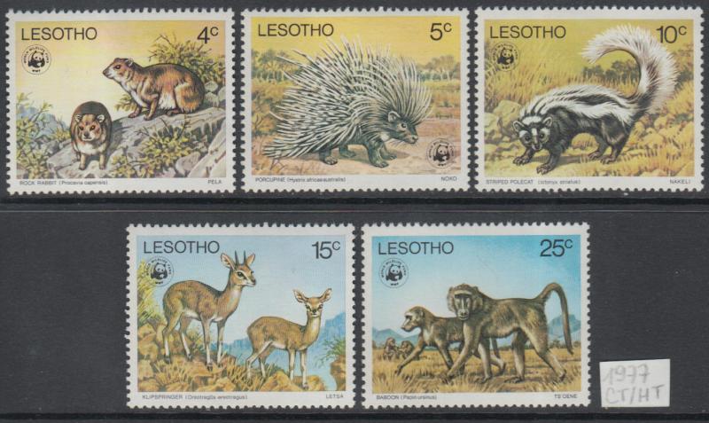 XG-E930 WILD ANIMALS - Lesotho, 1977 Wwf, Baboon, Porcupine, Polecat MNH Set