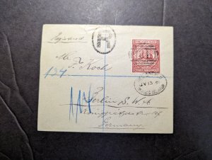 1901 Registered Turks and Caicos Cover to Berlin Germany