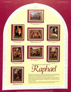 Postal Commemorative Society Stamp Panel MNH, Niger #614-621 Raphael, Artist