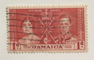 Jamaica  1937  Scott 113 used - 1p,  Queen Elizabeth II & King George VI