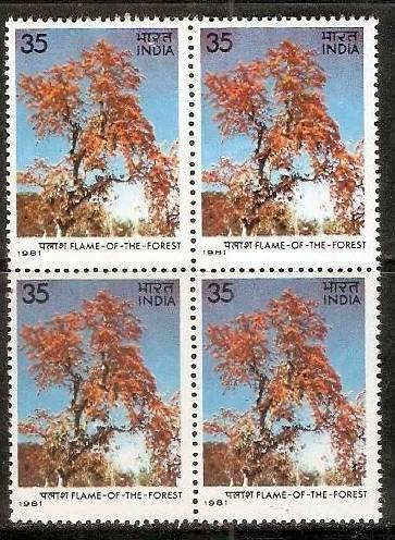 India 1981 Flowering Tree  Flame of Forest Sc 930 Blk4 MNH Inde Indien