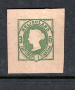 GREAT BRITAIN-HELIGOLAND 1870s QV Embossed cut square postal response card