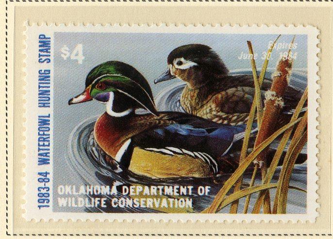 US OK4 OKLAHOMA STATE DUCK STAMP 1983 MNH SCV $10.00 BIN $5.00
