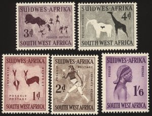 SOUTHWEST AFRICA Scott 261-65 MNH - Complete 1960 Wildlife/Culture Set - Fresh
