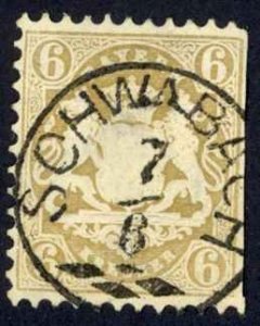 Germany Bavaria Sc# 25 CULL trimmed (c) 1870-1872 6kr bister Coat of Arms
