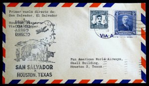 1946 PAA CLIPPER - FAM5-176 - 1ST FLIGHT SAN SALVADOR - HOUSTON TEXAS (ESP#790)