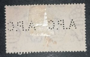 Straits Settlements 8c 1937 Coronation with perfin