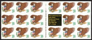US 1992 29c Eagle and Shield Booklet, Plate D11111; Scott 2596a; MNH