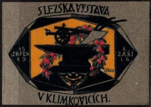 1914 Czechoslovakia Poster Stamp Silesian Exhibition In Klimkovice Imperforate