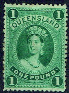 AUSTRALIAN STATES Queensland: 1883 £1 deep green a superb - 42189