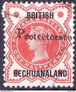 BRITISH BECHUANALAND 1890 QV GB 1/2d Vermillion with 'Protectorate' SG54 FU