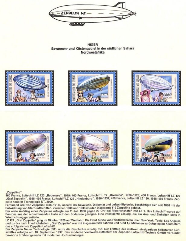 8. Niger 2001 Airships Zeppelin mnh