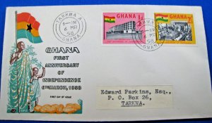 GHANA  -  1958  -  FIRST ANNIVERSARY OF INDEPENDENCE  FDC           (ggc46)