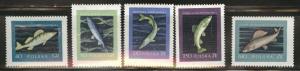 Poland Scott 810-814 MH* 1958 Fish stamp set