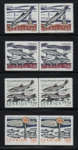 1991 SWEDEN Freshwater Fish MNH coils 4 pairs SG 1553-6 Mi 1651-4