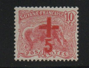 French Guiana Scott B1 Red Cross surcharge with collectors mark on back 1915