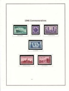 U S 1946 Commémorative Nh Menthe An Ensemble - 6 Timbres Sur Album Page - 1 Scan