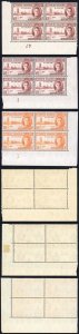 Virgin Islands SG122/3 1946 Victory Plate Blocks of Four (both of the 1 1/2d) U