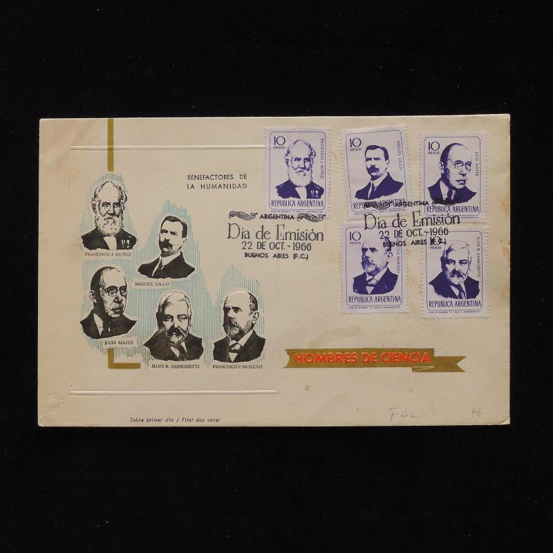 ZS-AB499 ARGENTINA - Fdc, 1966 Science Men, Benefactors Of Humanity Cover