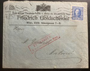 1917 Vienna Austria Commercial KUK Censored Cover To Malmo Sweden