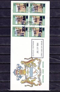 Guyana, Scott cat. 763-4, 768-71. Chess o/printed values. First day cover.