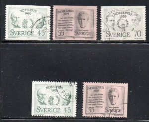 Sweden Sc 842-846 1969 Nobel Prize Winners of 1909 stamp set used