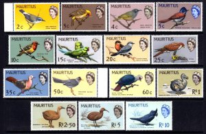 Mauritius 1965 QEII  - Birds Complete Mint MNH Set SG317-331 CV £70