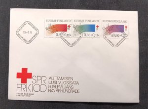 D)1977, FINLAND, FIRST DAY COVER, ISSUE, RED CROSS, NATURAL DISASTERS, FDC