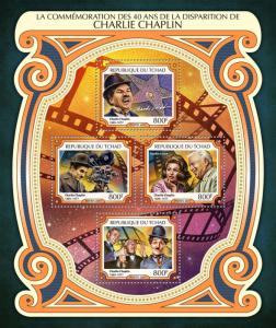 Chad 2017 MNH Charlie Chaplin 40th Memorial Sophia Loren 4v M/S Movies Stamps
