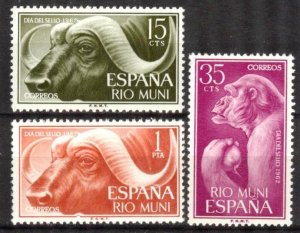 Rio Muni 1962 Stamps Day Animals Monkeys Cape Buffalo set of 3 MNH