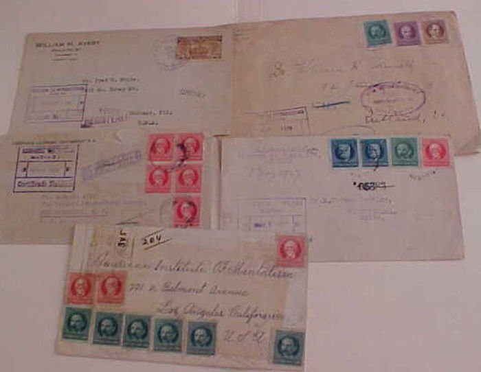 CUBA  5 REGISTERED  COVERS 1920's , 4 BACKSTAMP USA, 1 B/S MALTA