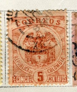 COLOMBIA; 1899 early classic Eagle type fine used 5c. value