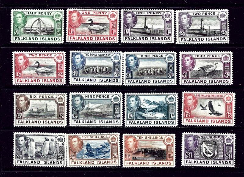 Falkland Is 84-96 MNH 1938-46 set; 